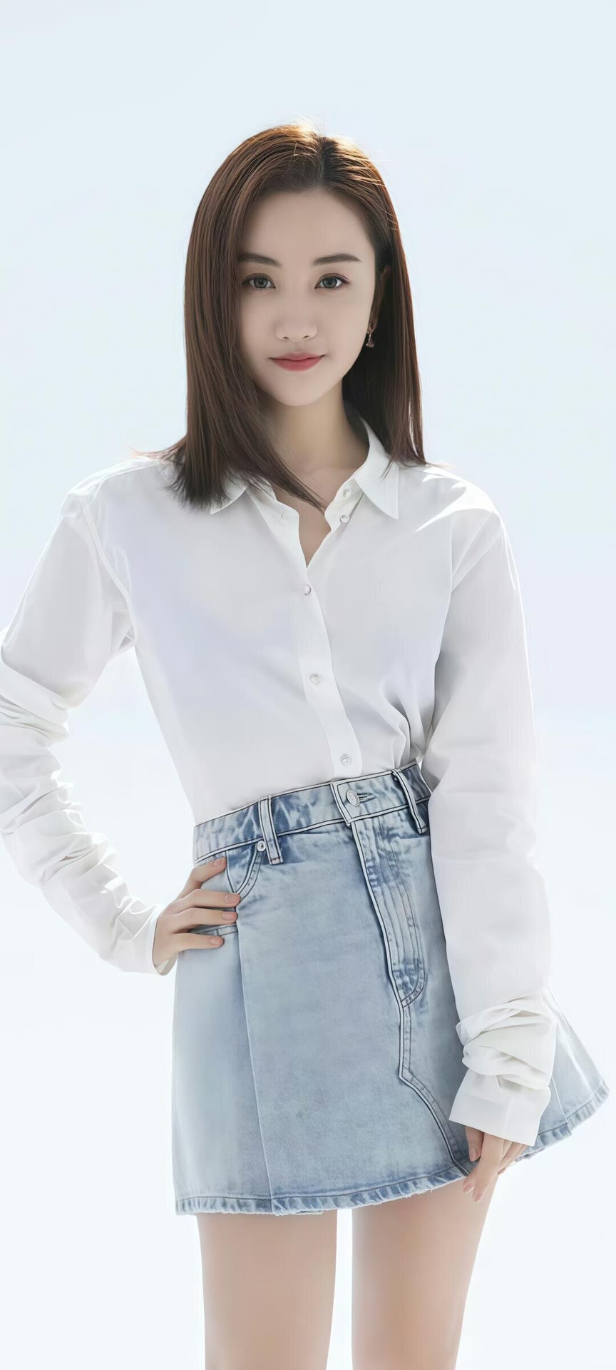 杨蓉穿雾霾蓝纱裙，短发造型温柔又惊艳