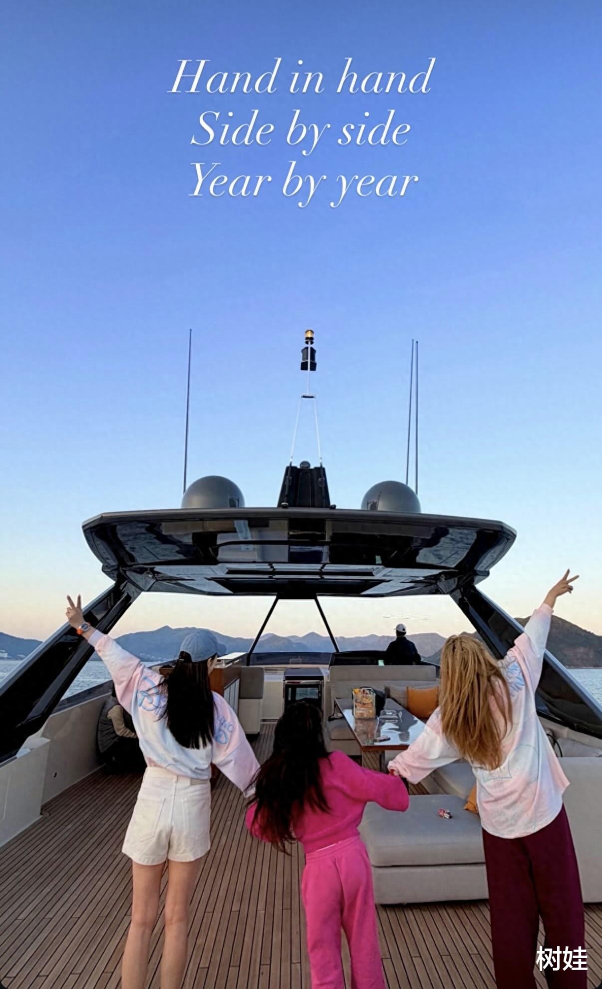 何超盈情人节带女儿出海,6岁辛阡觅在游艇上好欢乐,丈夫没露脸