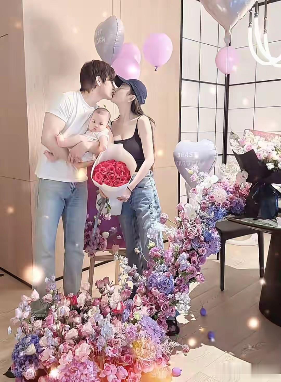 张檬为老公庆37岁生日,抱娃亲吻秀恩爱,产后身材逆袭反杀孕前