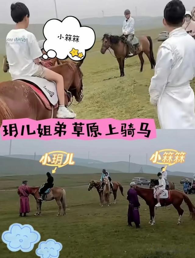 汪小菲赢麻了！一家四口大草原赛马，小玥儿贴心替爸爸整理衣服
