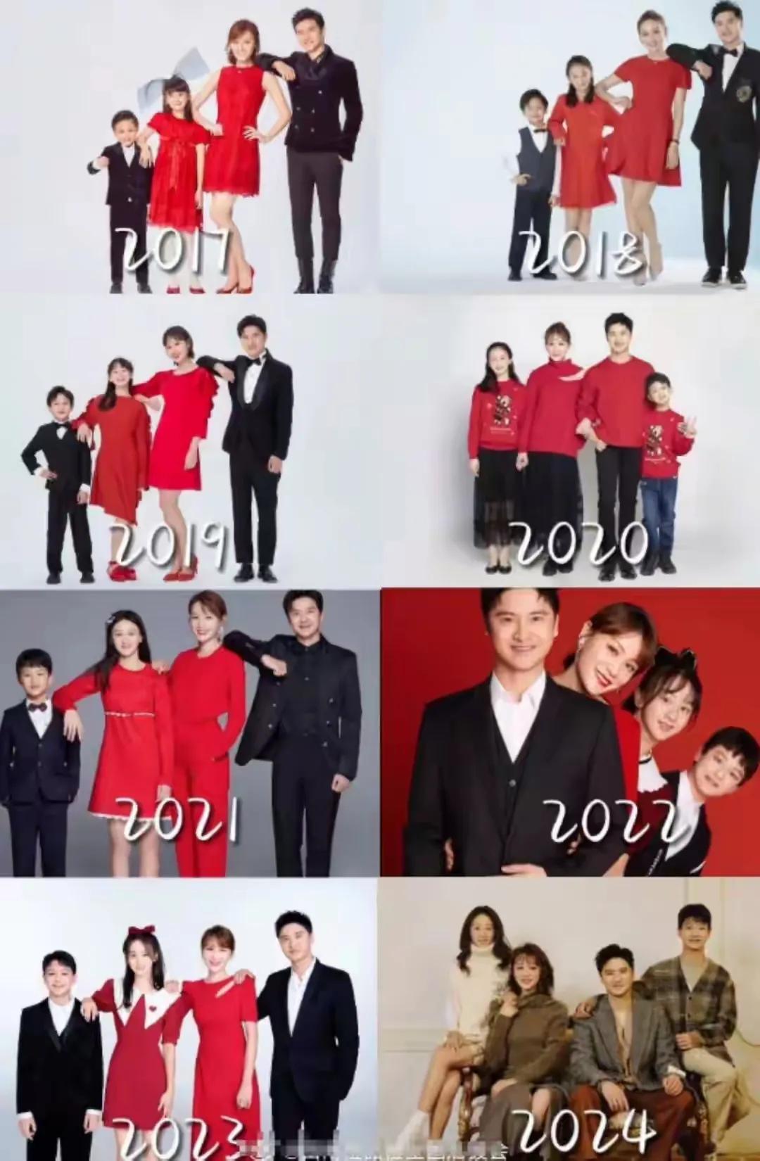 田亮一家元旦拍全家福，14岁儿子长到1米8，17岁森碟成叶一茜饼印