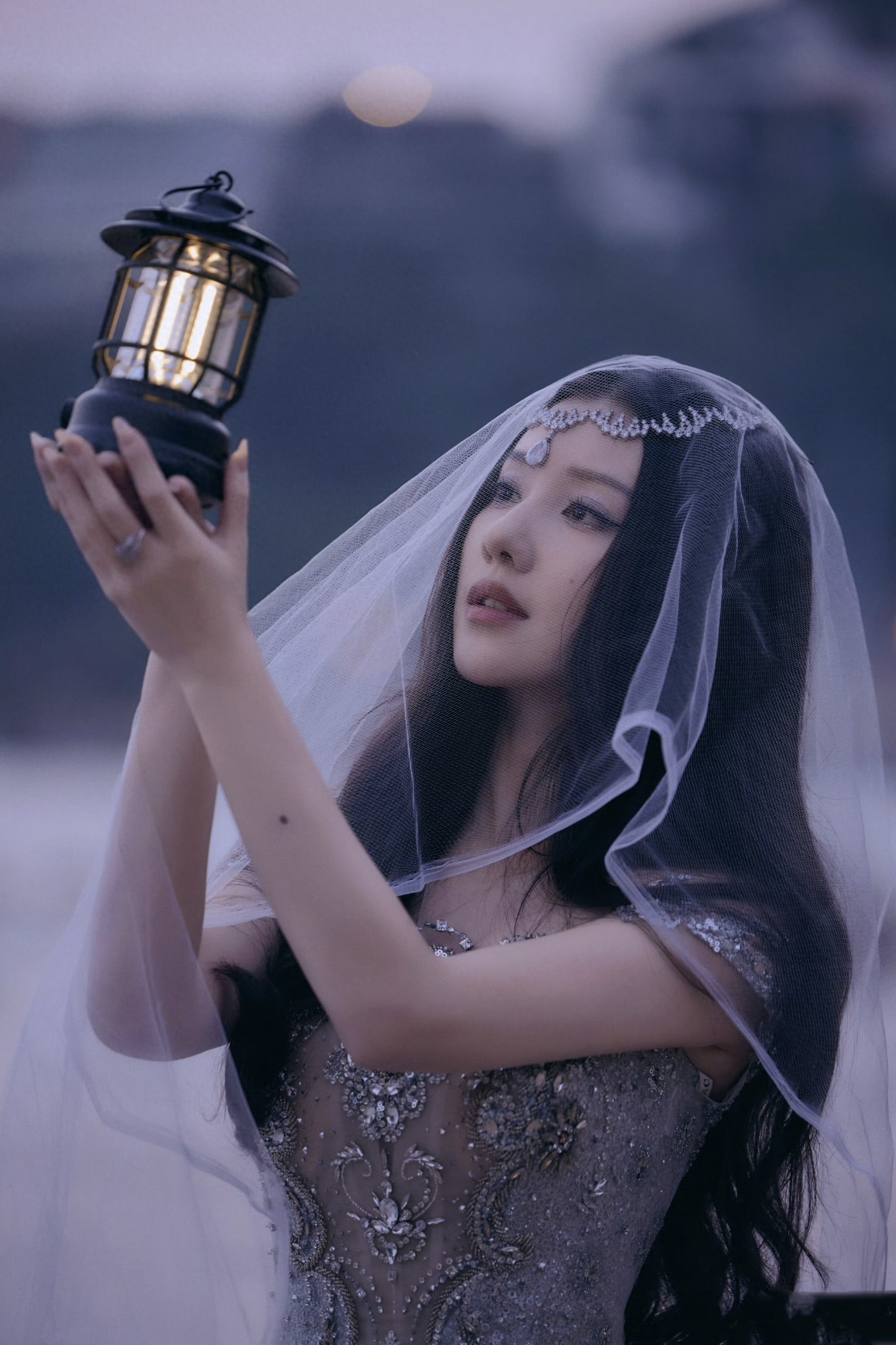 王鹤润夜色写真中的情景共生之美