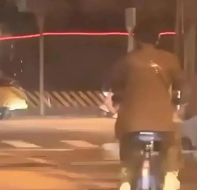 刘敏涛深夜和朋友聚餐,饭后骑共享单车回家,动作熟练接地气