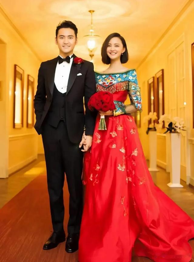 女星中式婚服佩戴的耳环：林心如的红宝石，唐艺昕的蓝粉宝石