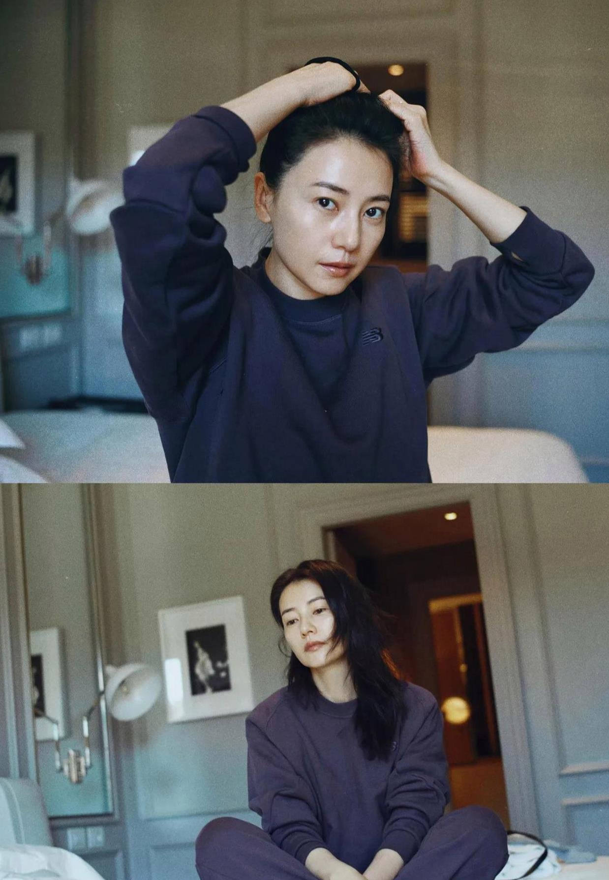 高圆圆分享最新起床照，素颜出镜皮肤白皙透亮，45岁美得似25岁