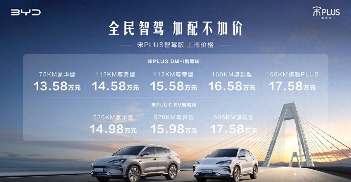 全系标配高阶智驾 宋PLUS智驾版如何选？