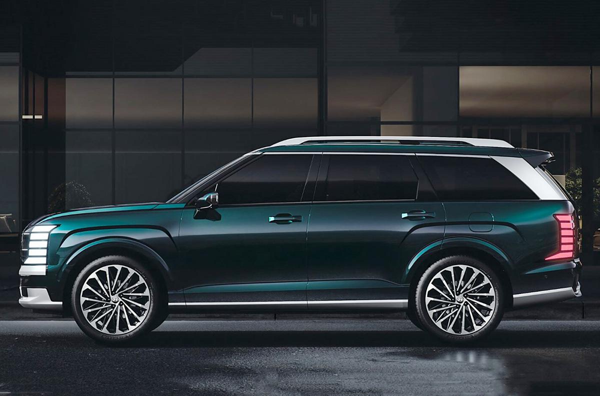 现代全新中大型SUV，外观很方正硬朗，3+3+3座椅，搭载2.5T动力