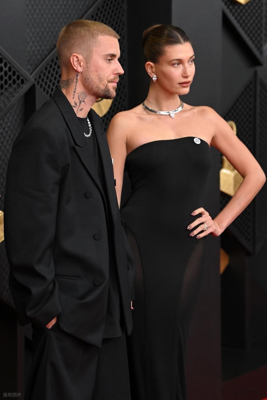 第68届格莱美颁奖礼红毯：贾斯汀-比伯与海莉-比伯