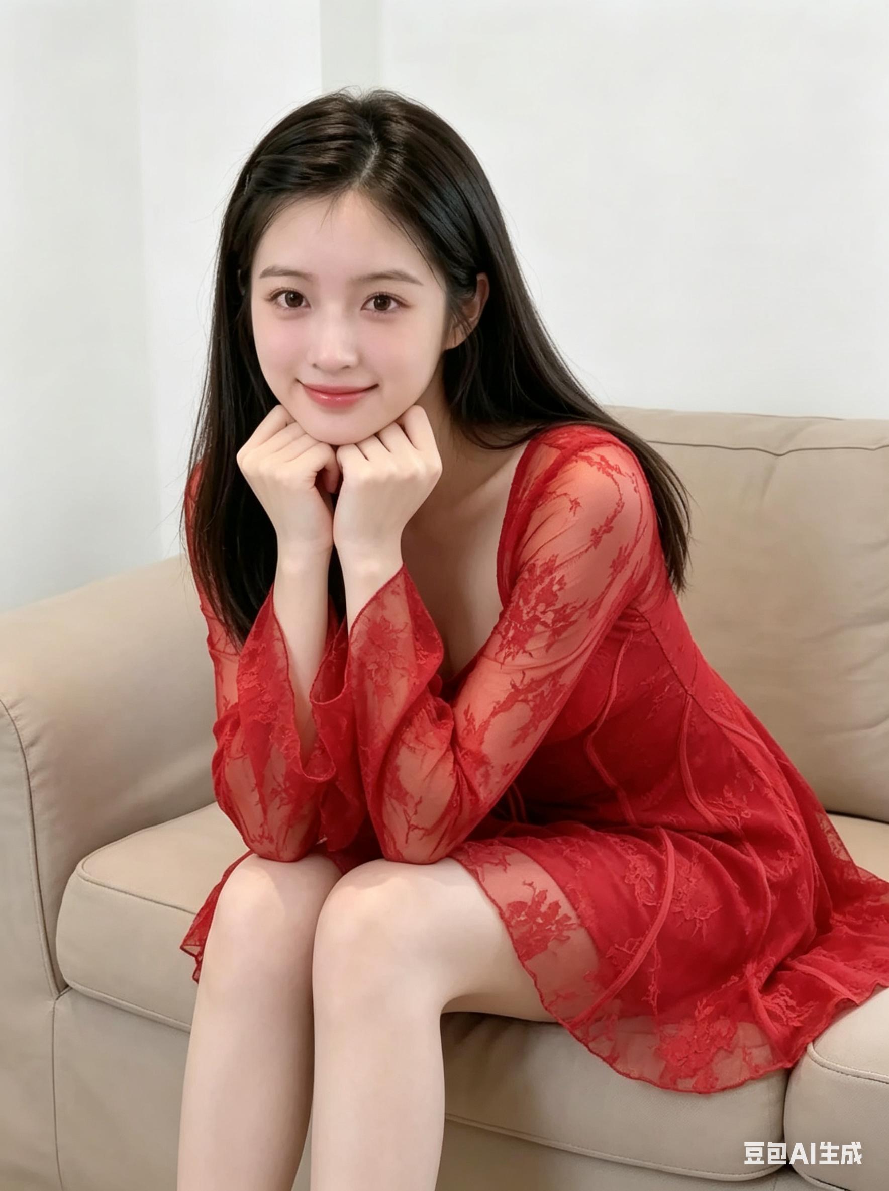 甜妹林晓柔，红色套装写真，可爱灵动！清纯系的天花板！