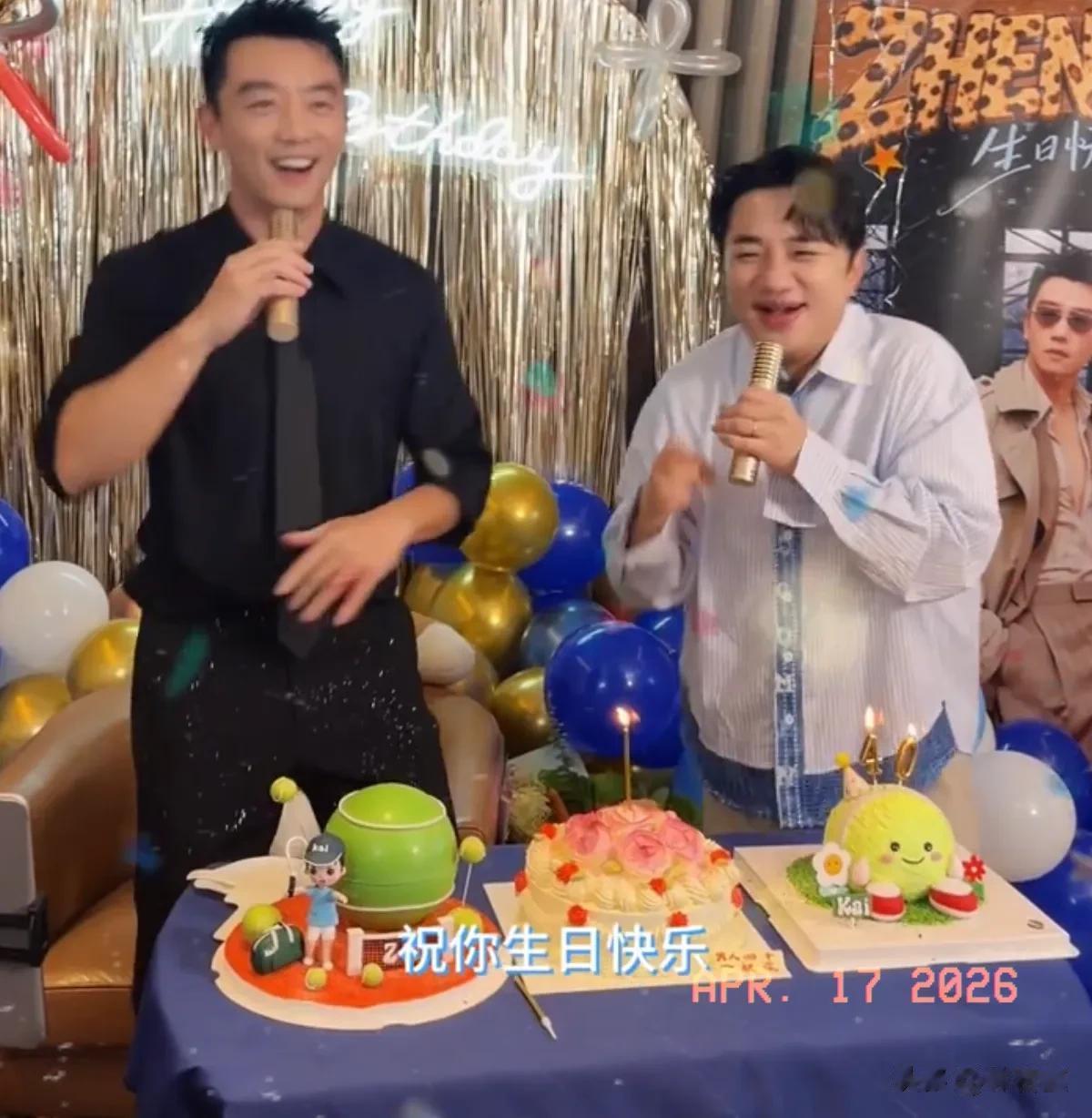 王祖蓝凌晨为郑恺庆祝40岁生日，二人开心拥抱，梦回初代跑男！