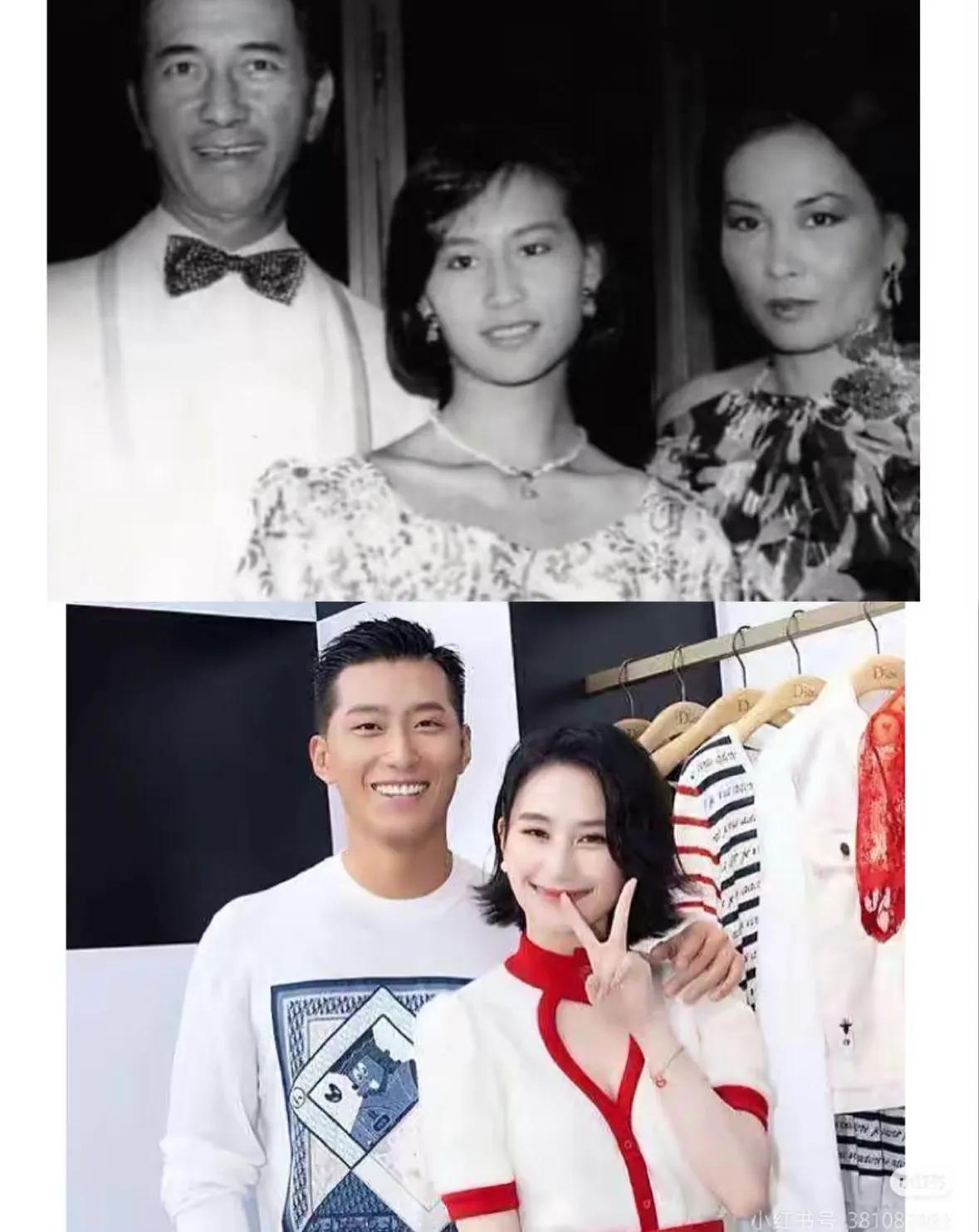 何超莲晒和何超琼合影，虽然不是一个妈妈但长的最像，颜值也最高