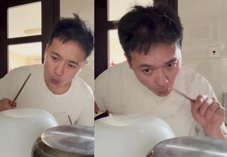 高云翔独自给父亲庆生!下厨煮长寿面好娴熟,生日没做菜吃辣椒酱