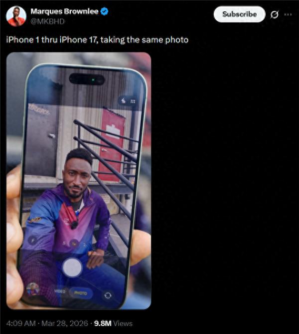 看懵了！初代iPhone到iPhone 17自拍對比 網友吐槽幾乎一樣