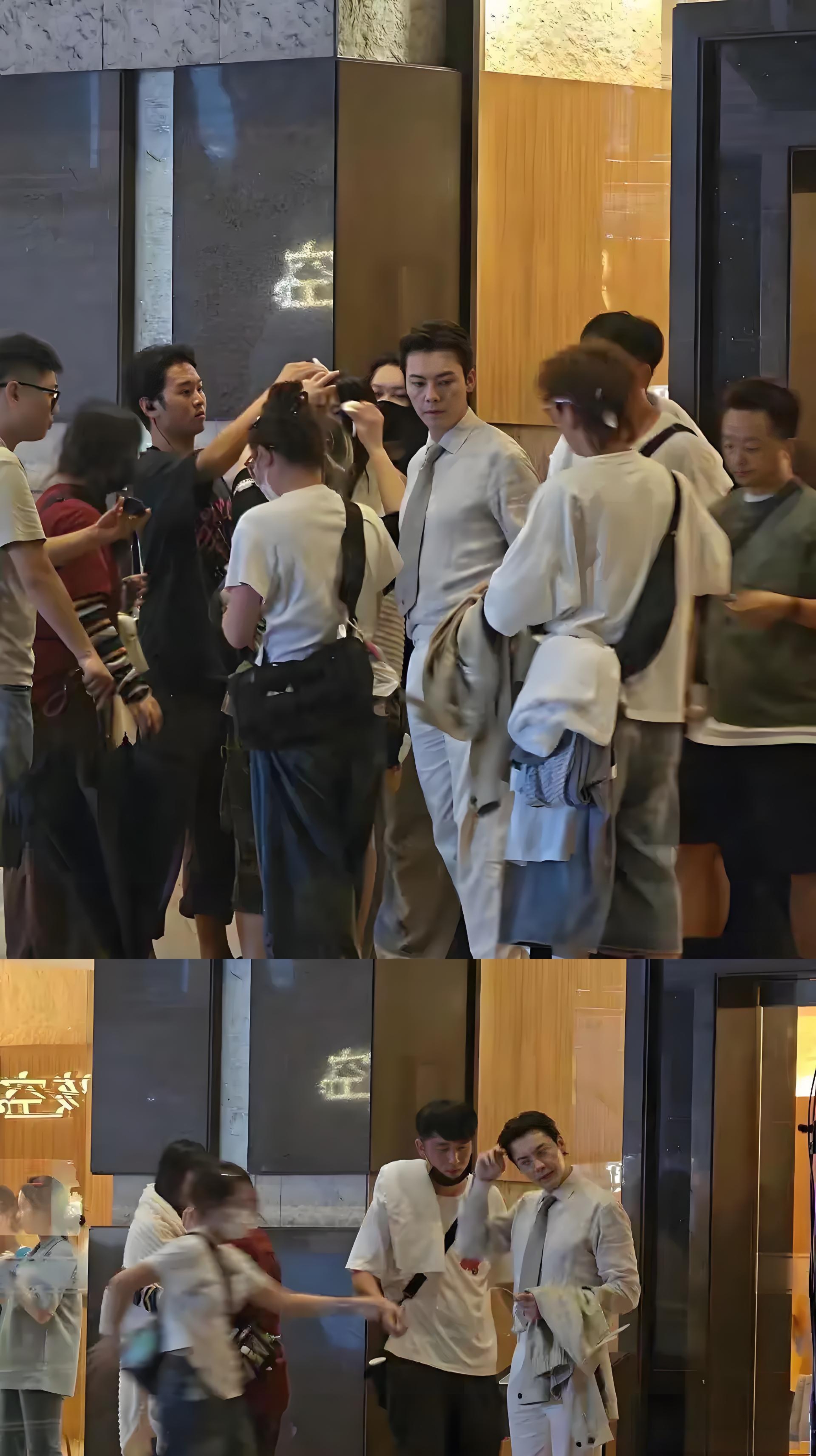 偶遇陈伟霆拍戏，女主向涵之好美啊，白的发光，大长腿太吸睛了！