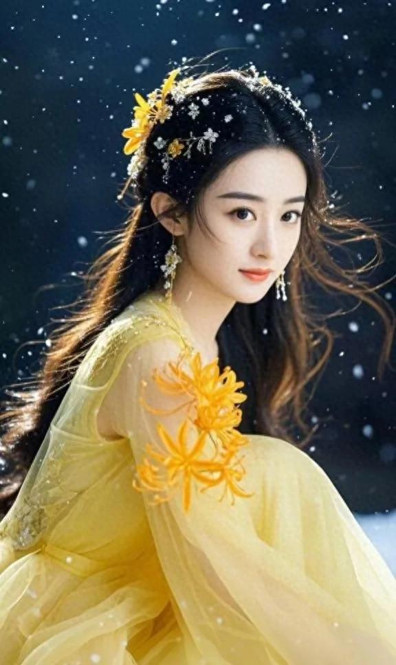 赵丽颖彼岸花黄裙造型，美出新境界