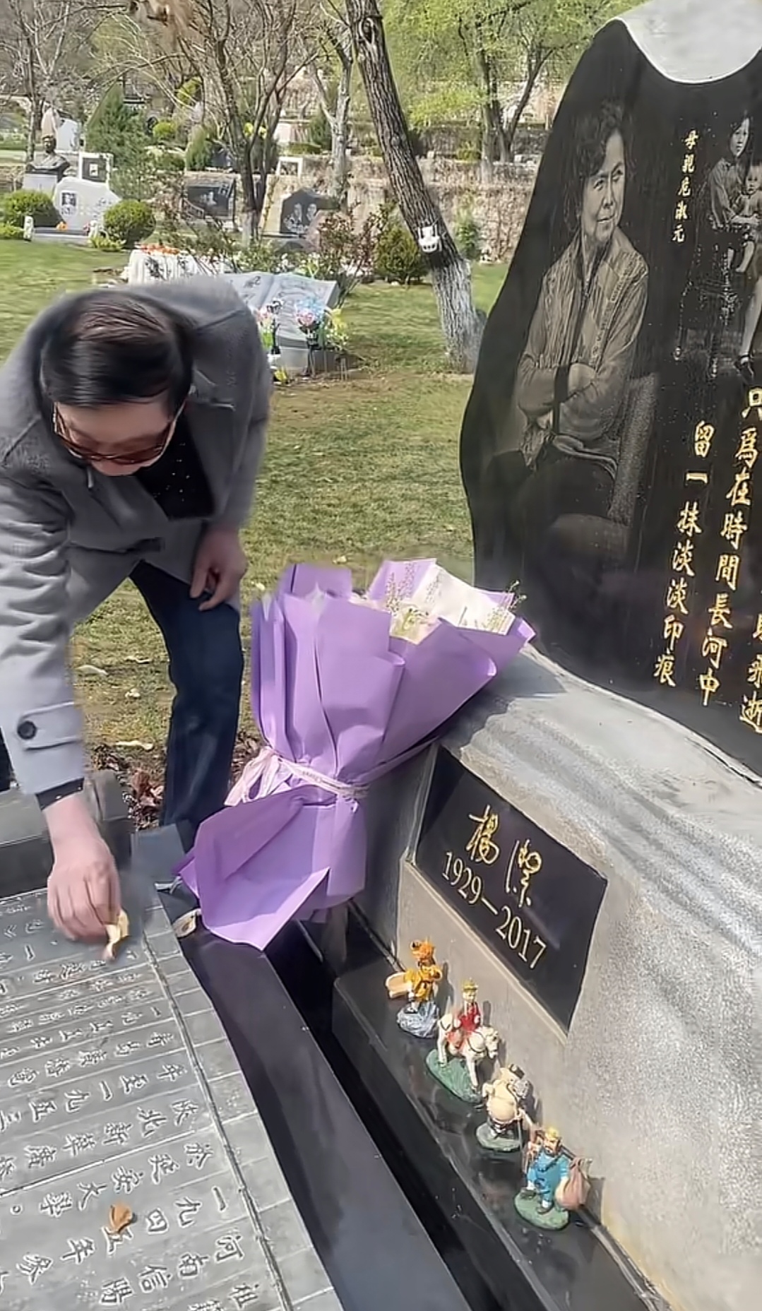 杨洁导演去世九周年，82岁老公去祭拜，此前万圣公主也来看她了