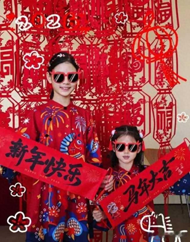张梓琳晒春节动态,老公将女儿举起臂力超强,俩女儿大长腿超吸睛