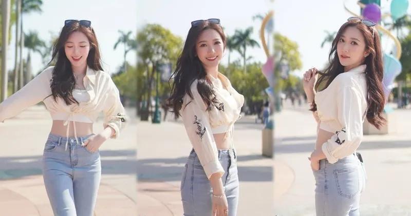 TVB港姐小花携爱女游主题乐园，成功瘦身恢复24寸纤腰：好感动