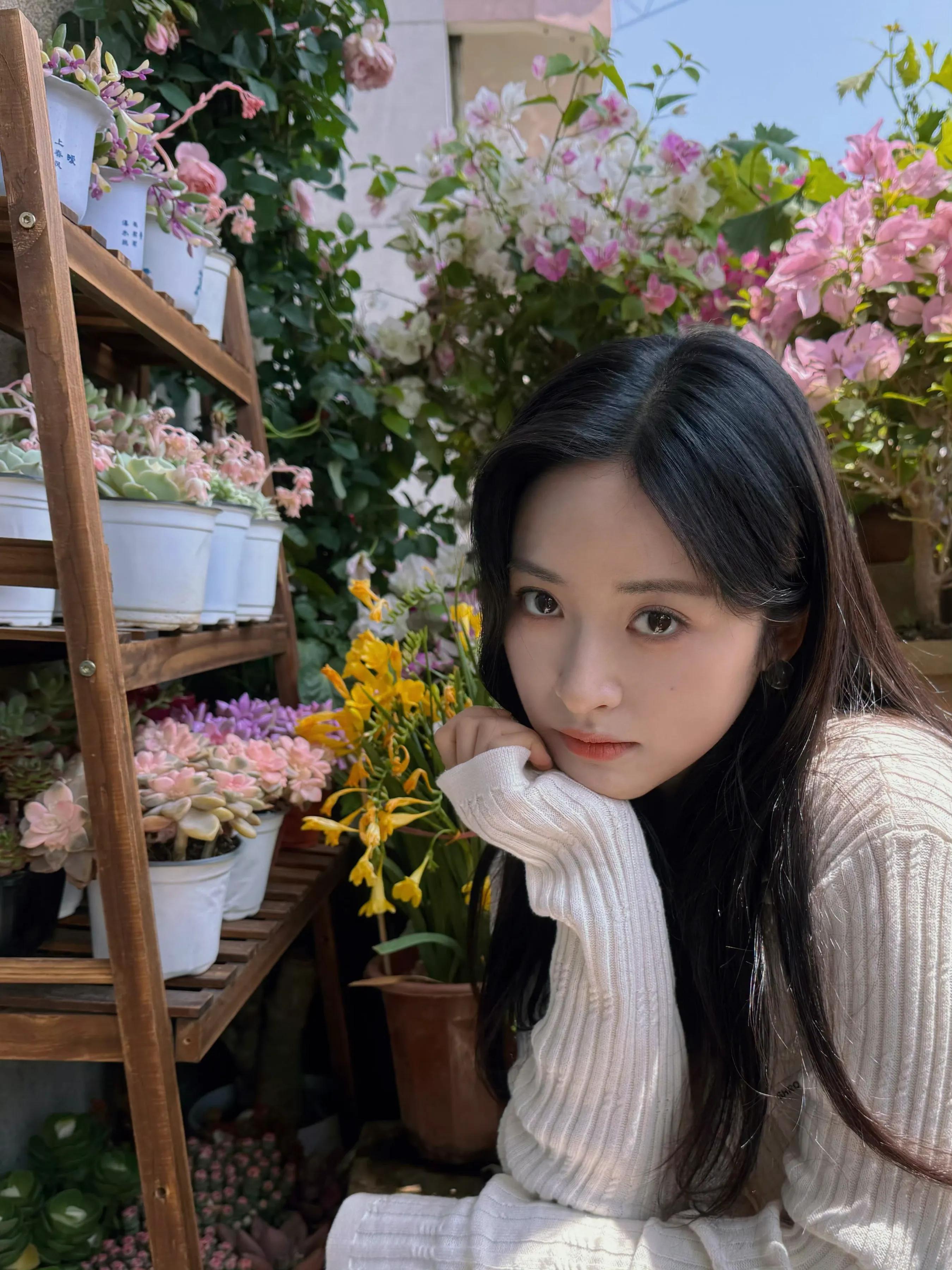 沈月，花下美人！