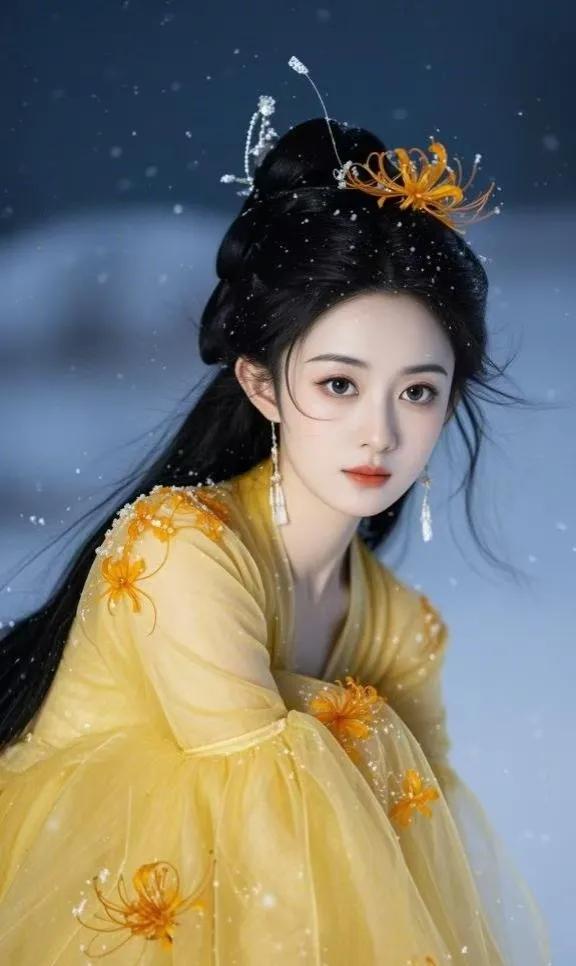 赵丽颖彼岸花黄裙造型，美出新境界