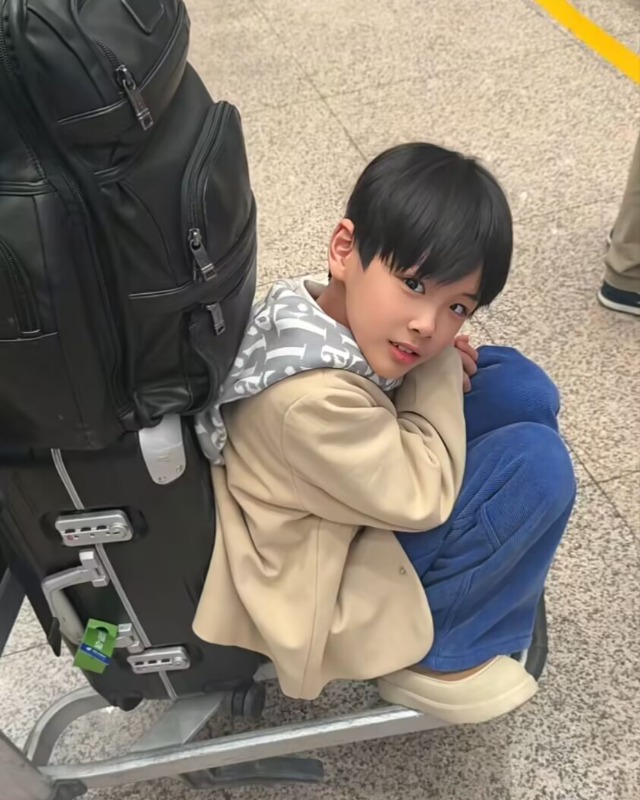 杨子带娃出门旅游，9岁小安麟眉清目秀，与妈妈黄圣依似饼印