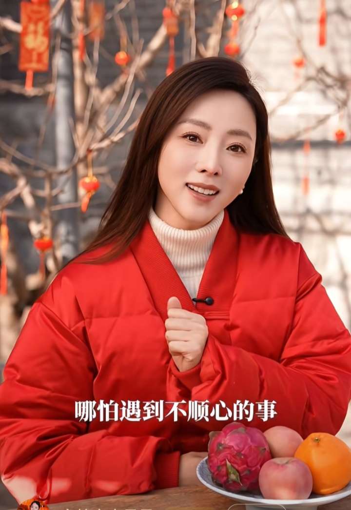 李思思分享马年避谶,红羽绒服配白高领毛衣,知性又优雅