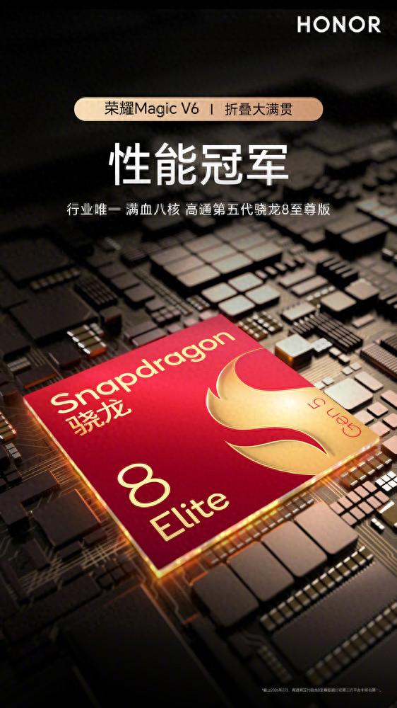 榮耀Magic V6宣布搭載第五代驍龍8至尊版：大折疊屏行業唯一