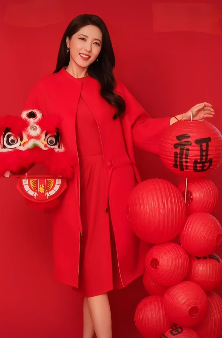 曾黎一袭红裙送马年祝福