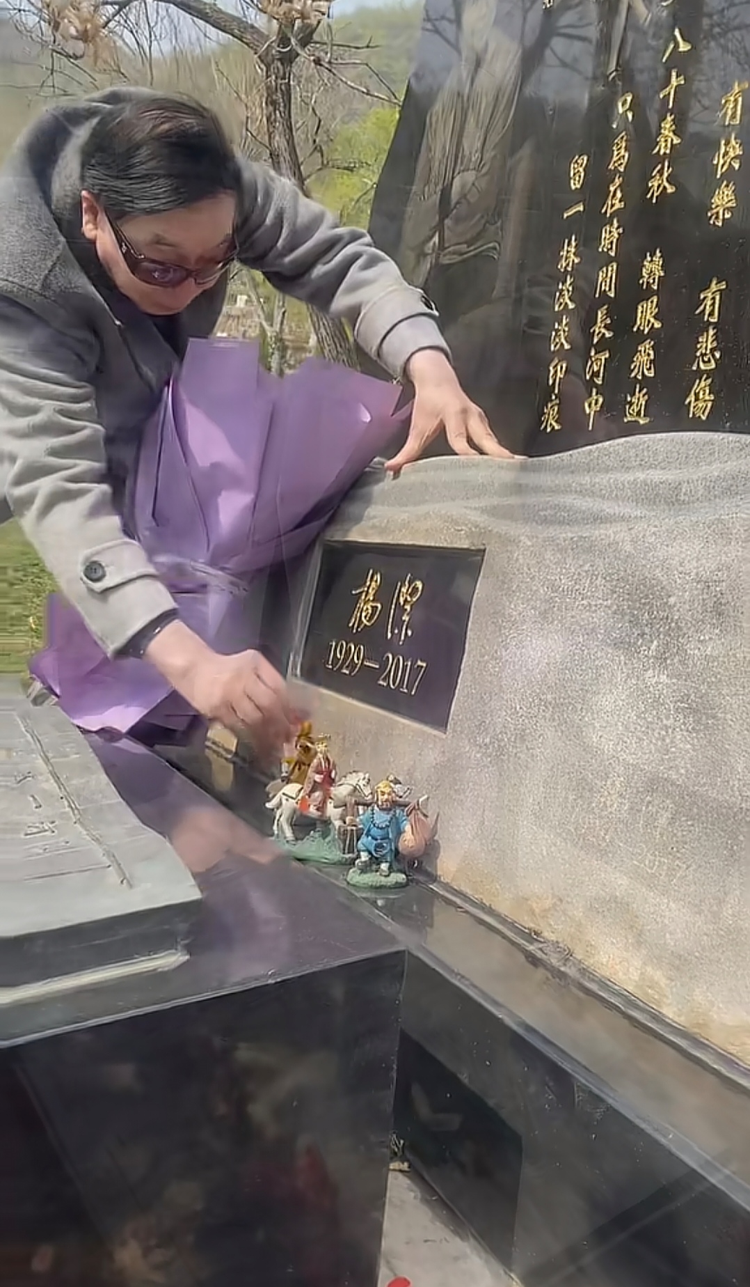 杨洁导演去世九周年，82岁老公去祭拜，此前万圣公主也来看她了
