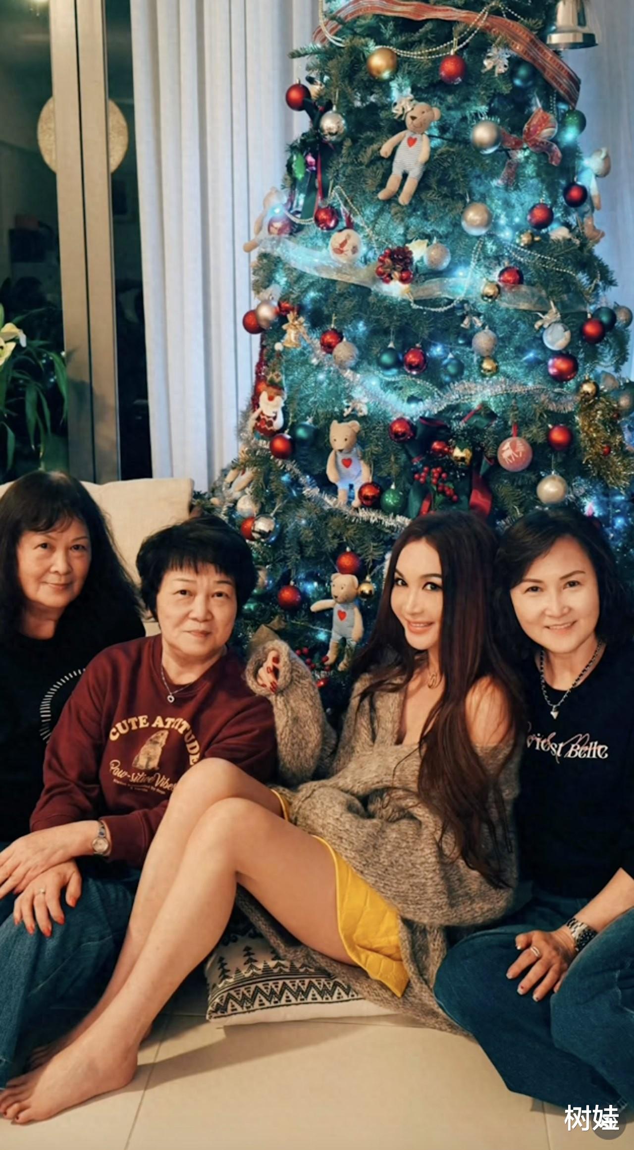 温碧霞携养子与娘家人聚会，仨姐姐罕露脸，姐妹相差十多岁不大像