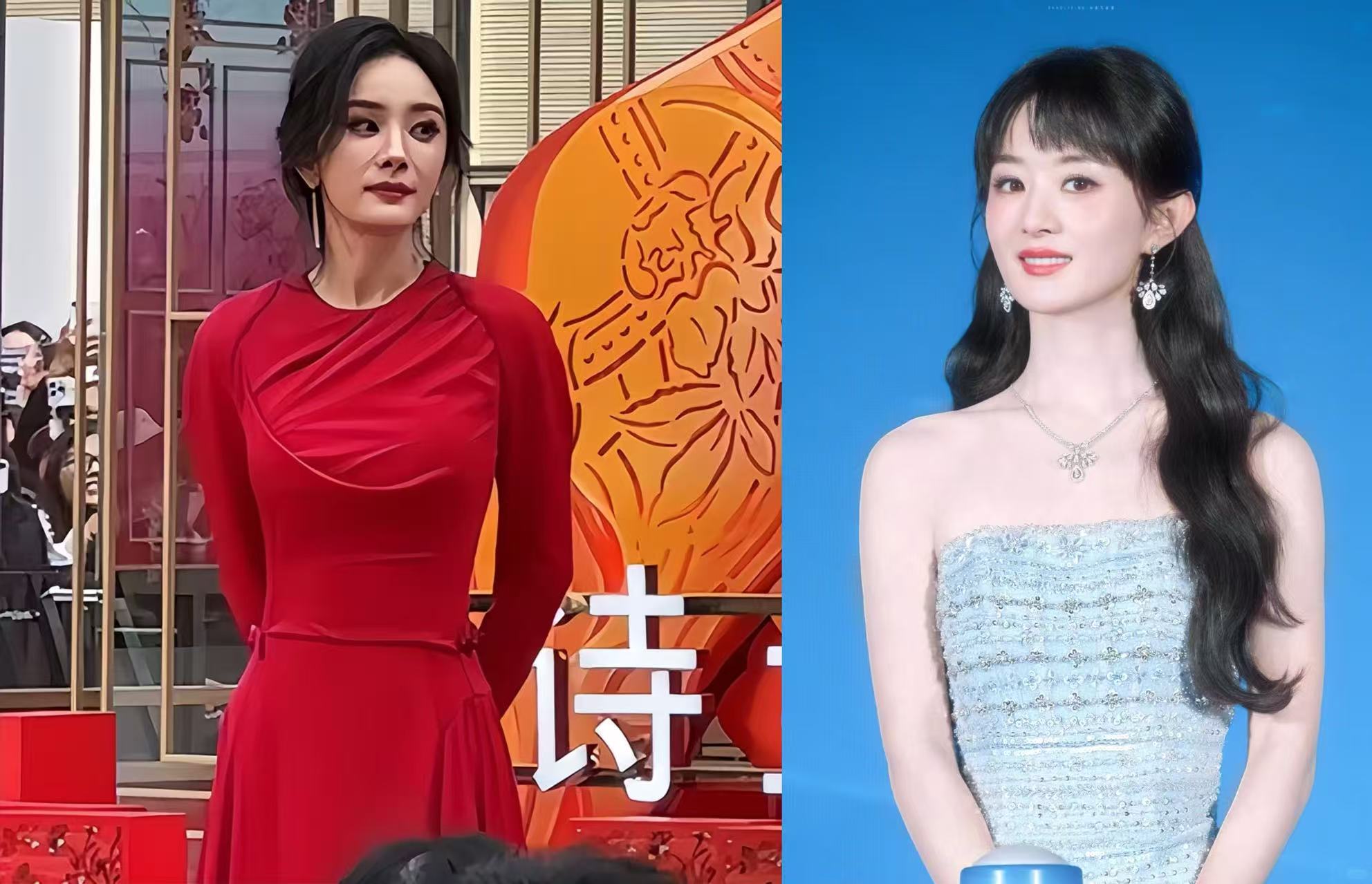 赵丽颖与杨幂同天走红毯，一个娃娃脸一个褶多，骨相皮相区别明显