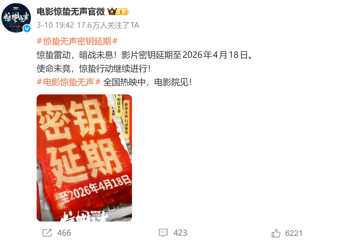 票房破12亿，《惊蛰无声》官宣延期下映，张艺谋在不甘心什么？